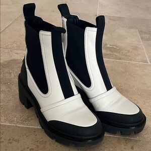 Tory Burch Black and White Ankle Boots